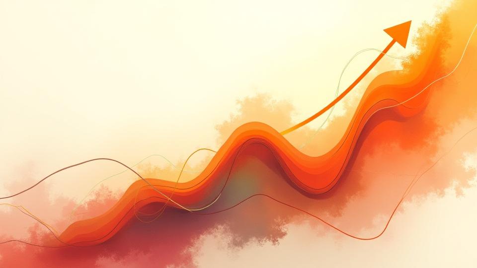 Mercato dell'arte contemporanea italiano con diagrammi astratti e pennellate vibranti che rappresentano la crescita