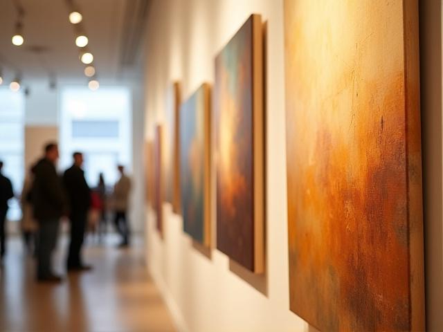 Dipinti a olio astratti in una galleria d'arte moderna