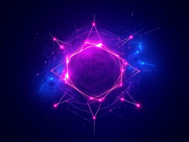 Arte digitale vibrante con elementi geometrici