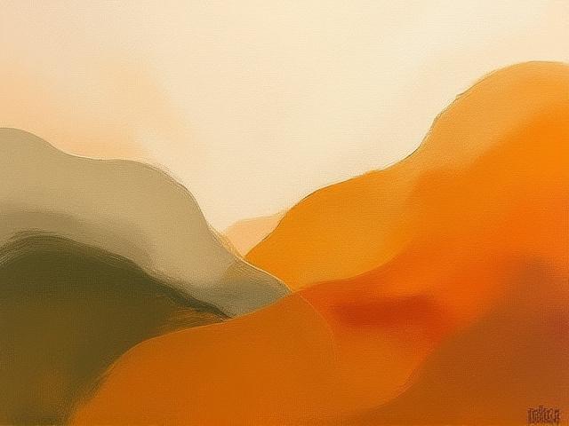 Pittura astratta con colori caldi e forme organiche