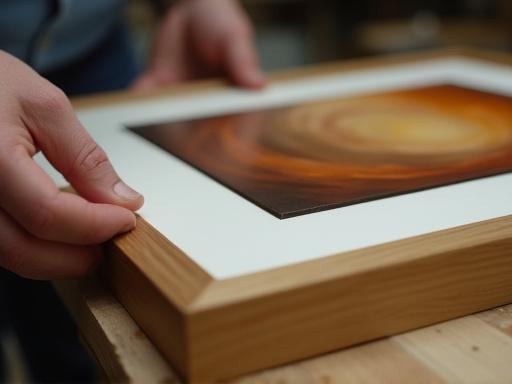 Un esperto corniciaio incornicia un'opera d'arte con materiali di qualità.